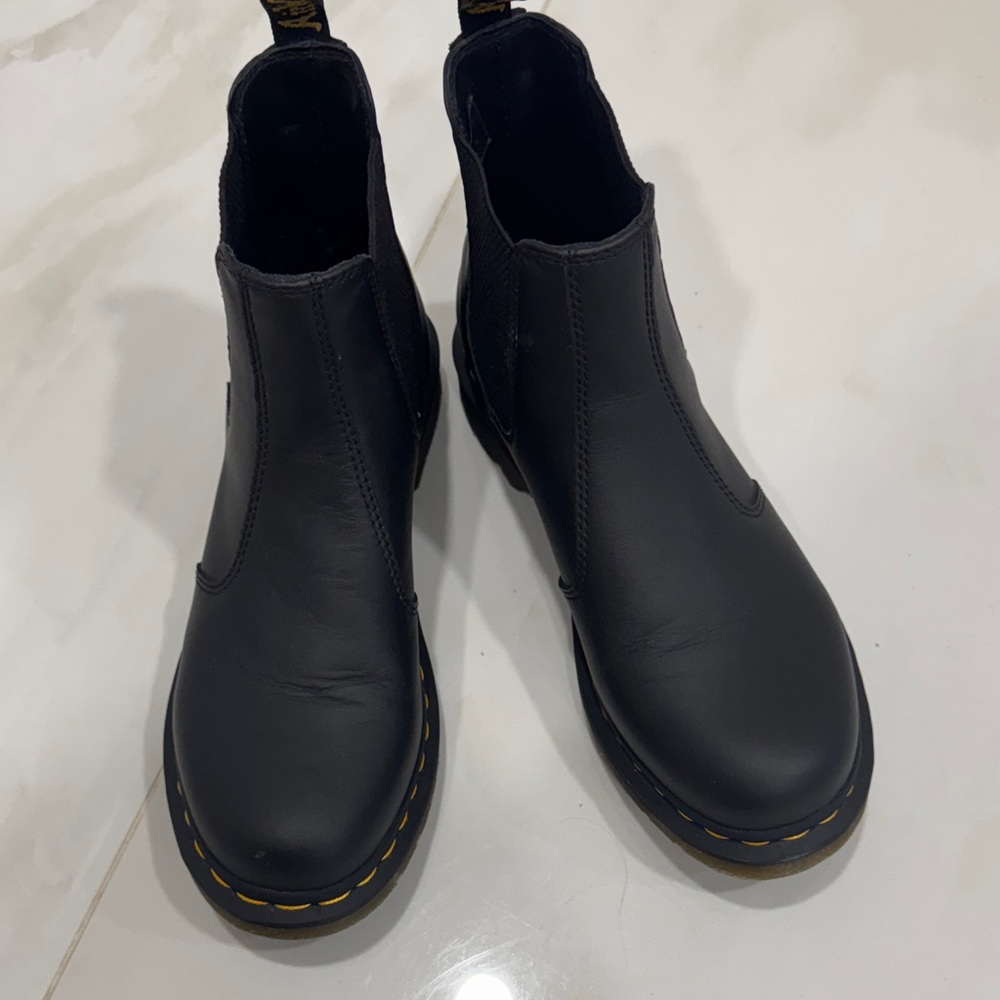 Dr. Martens Black Chelsea Boots with Yellow Stitching